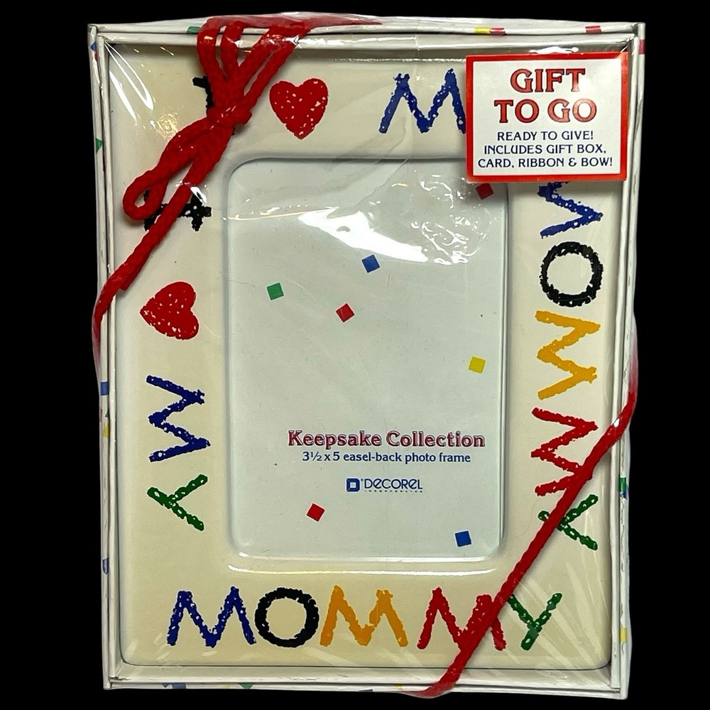 Vintage I Love My Mommy Ceramic Picture Frame 5x7 Retro Crayon Style READ Please